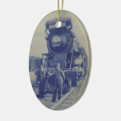 Blaue Kometen-Weihnachtsverzierung Keramikornament (Links)