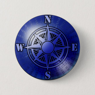 Blaue Kompass-Rose Button
