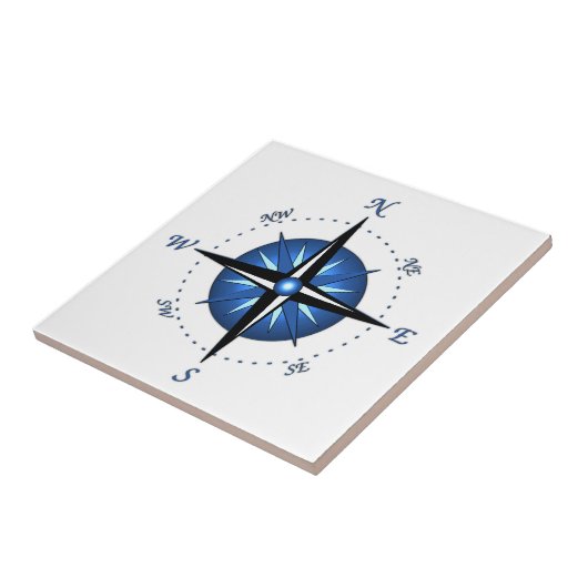Blaue Kompass-Rose Fliese (Seite)
