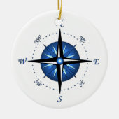 Blaue Kompass-Rose Keramik Ornament (Vorne)