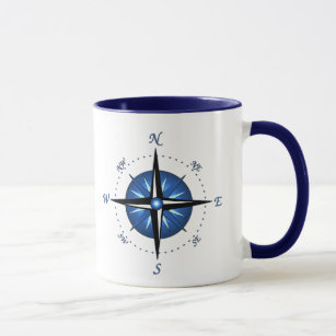 Blaue Kompass-Rose Tasse