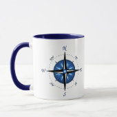 Blaue Kompass-Rose Tasse (Links)