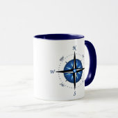 Blaue Kompass-Rose Tasse (VorderseiteRechts)