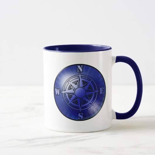 Blaue Kompass-Rosen-Kaffee-Tasse Tasse (Rechts)