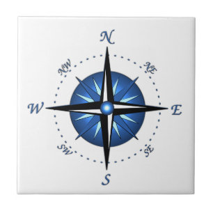 Blaue Kompassrose Fliese