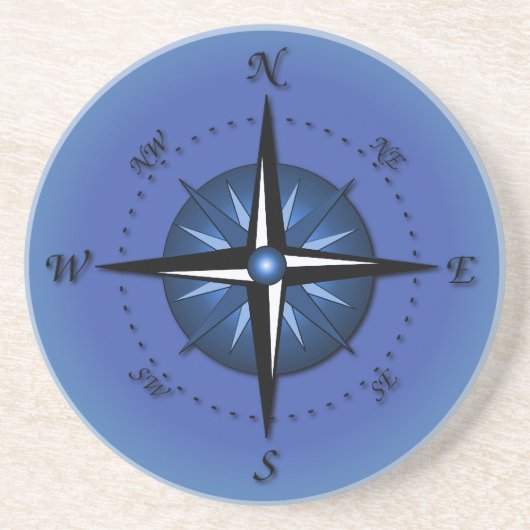 Blaue Kompassrose Getränkeuntersetzer (Vorne)