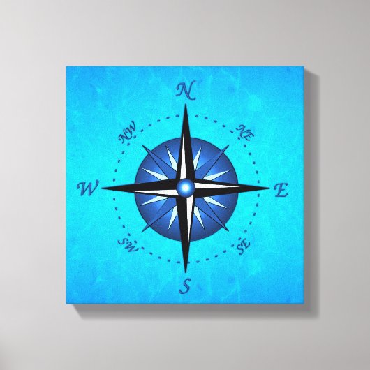 Blaue Kompassrose Leinwanddruck (Vorderseite)