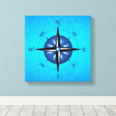 Blaue Kompassrose Leinwanddruck (Insitu (Holzboden))