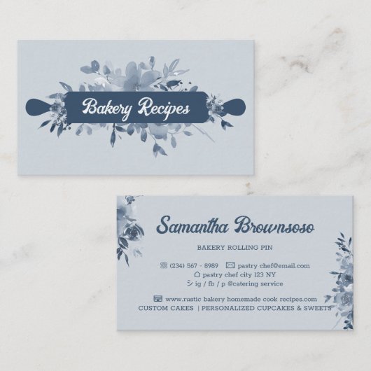 Blaue Konditorei Koch Bäckerei Visitenkarte (Vorne/Hinten)