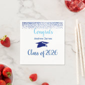 blaue Konfetti 2026 Abschluss - Herzlichen Glück Serviette (Beispiel)