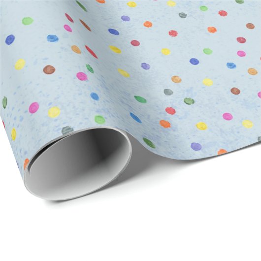 Blaue Konfetti-Geburtstagsfeier Geschenkpapier (Rolleneckpunkt)