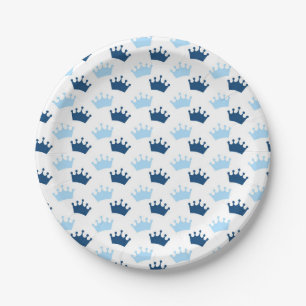 Blaue königliche Kronen Märchenprinz Babyshower Pappteller