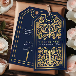 Blaue königliche mittelalterliche goldene Schwert- Geschenkanhänger