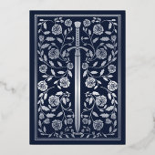 Blaue königliche mittelalterliche silberne Schwert Folieneinladung (Rückseite)
