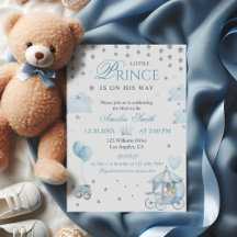 Blaue königliche Prinzen-Baby-Party-Einladung Kuts