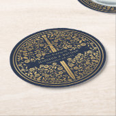 Blaue Königsschwerthochzeit Runder Pappuntersetzer (Angewinkelt)