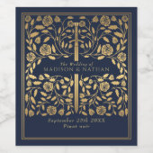 Blaue Königsschwerthochzeit Weinetikett (Einzelnes Label)