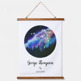 Blaue Konstellation Capricorn Horoskop Schilderges Wandteppich Mit Holzrahmen