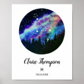 Blaue Konstellation Fisces Horoskop-Zeichen Poster (Vorne)