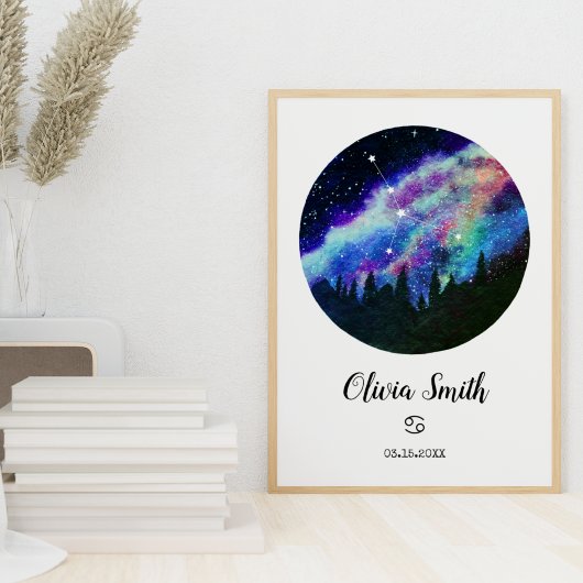 Blaue Konstellation Krebs Horoskop-Zeichen Geschen Poster