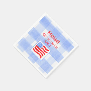 Blaue Kontroll-USA-Flagge WILLKOMMEN IN DER WELT Serviette