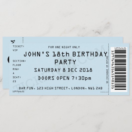 Blaue Konzert-Karten-Party Einladung (Vorne/Hinten)