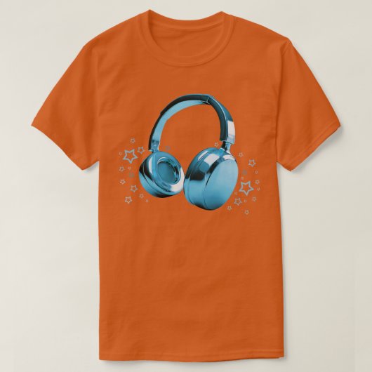 Blaue Kopfhörer T-Shirt (Design vorne)