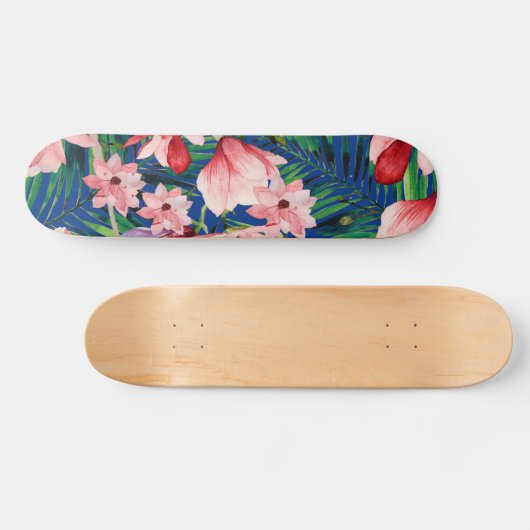Blaue Koralle, tropisch floral Skateboard (Horizontal)