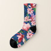 Blaue Koralle, tropisch floral Socken (Links - Außen)