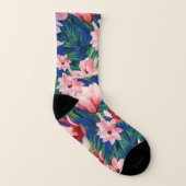 Blaue Koralle, tropisch floral Socken (Rechts - Außen)