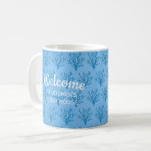 Blaue Korallen auf blau Kaffeetasse (Vorderseite Links)