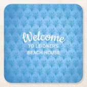 Blaue Korallen auf blauem Hintergrund Rechteckiger Pappuntersetzer (Vorderseite)