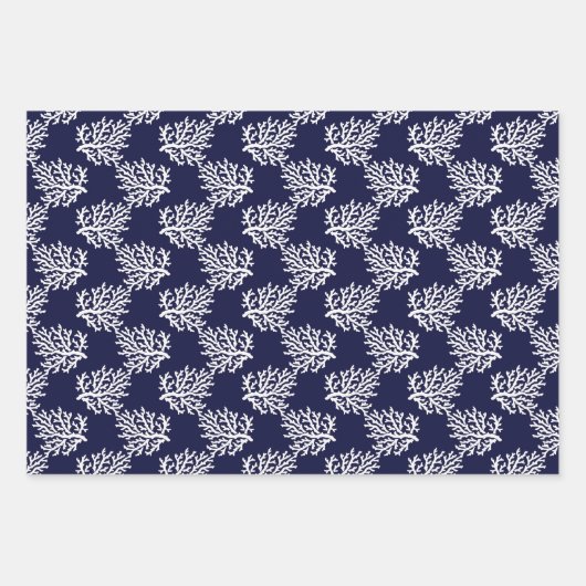 Blaue Korallen auf weißem Grund Geschenkpapier Set (Vorderseite 2)