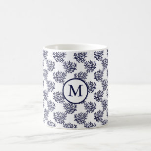 Blaue Korallen auf weißem Grund Kaffeetasse