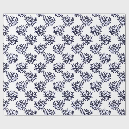 Blaue Korallen auf weißem Hintergrund Geschenkpapier (Flach)