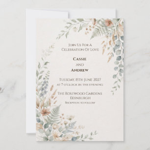 Blaue Korallen-Botanische Hochzeitseinladung Einladung