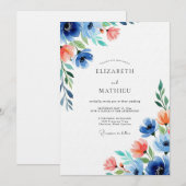 Blaue Korallen-Hochzeit Einladung (Vorne/Hinten)