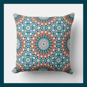 Blaue Korallen-Mandala-Dekorationsmuster Kissen