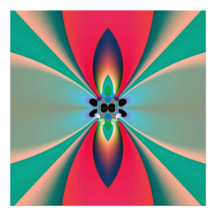 Blaue Korallen-Spiegel-Symmetrie-Abstrakte Kunst Fotodruck