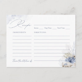 Blaue Korallen und Muscheln zum Thema Strand Rezep Postkarte