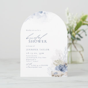 Blaue Korallen- und Muschelstrand-Braut-Shower Einladung