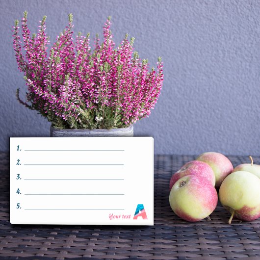 Blaue Korallenbriefe A Post-it Klebezettel