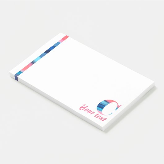 Blaue Korallenbriefe C-Noten Post-it Klebezettel (angewinkelt)