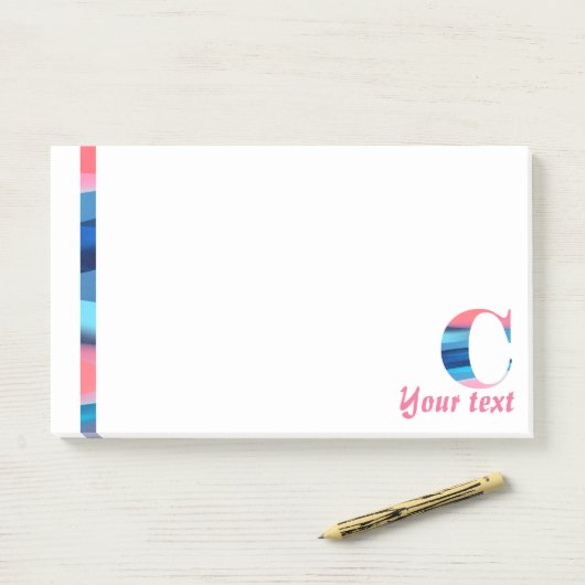 Blaue Korallenbriefe C-Noten Post-it Klebezettel (Auf Schreibtisch)