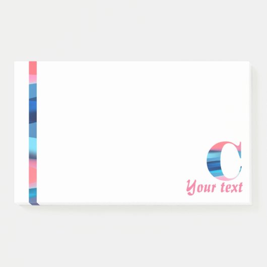 Blaue Korallenbriefe C-Noten Post-it Klebezettel (Vorderseite)