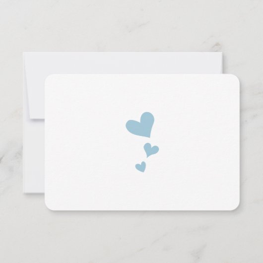 Blaue Korallenminze Blumentypografie Einladungen (Rückseite)