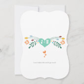 Blaue Korallenminze Blumentypografie Einladungen (Rückseite)