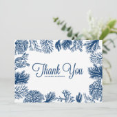 Blaue Korallenriffe bilden einen Rahmen für Sommer Dankeskarte (Stehend Vorderseite)