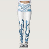 Blaue korallenrote Leggings (Vorderseite)