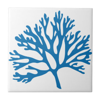 blaue korallenrote Silhouette Fliese